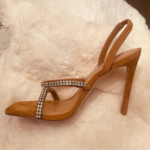 Steven Madden, camel colored, rhinestone strap sandals. - Picture 8 of 11